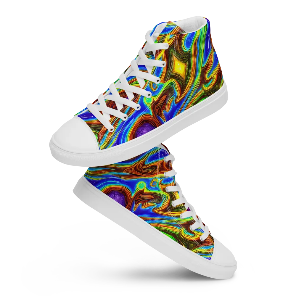 Saturated Orbit on Men's High Top Canvas Shoes — Front