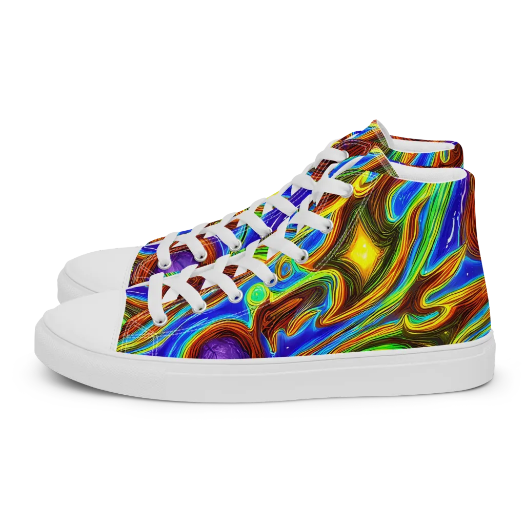 Saturated Orbit on Women's High Top Canvas Shoes — Left