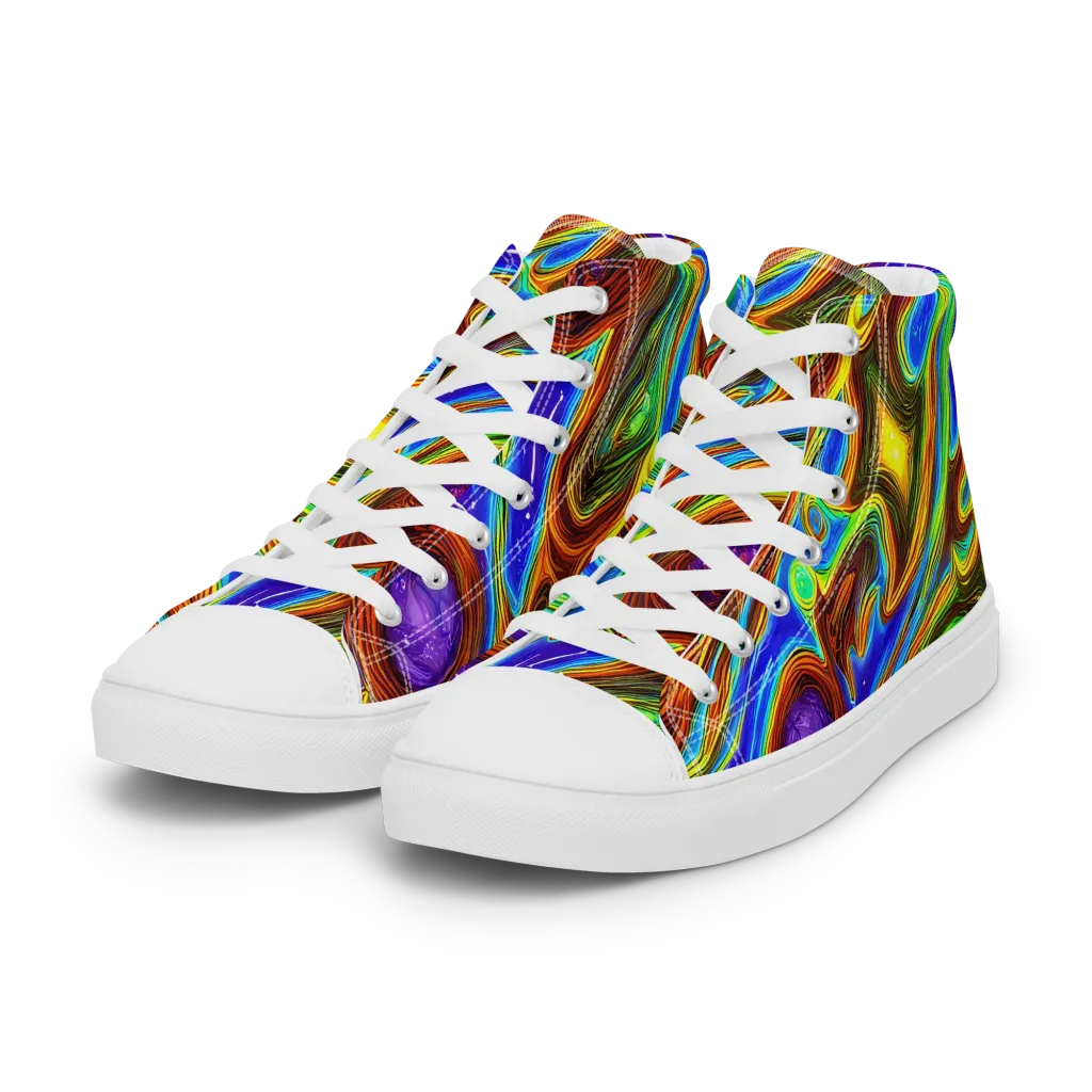 Saturated Orbit on Women's High Top Canvas Shoes — Left Front