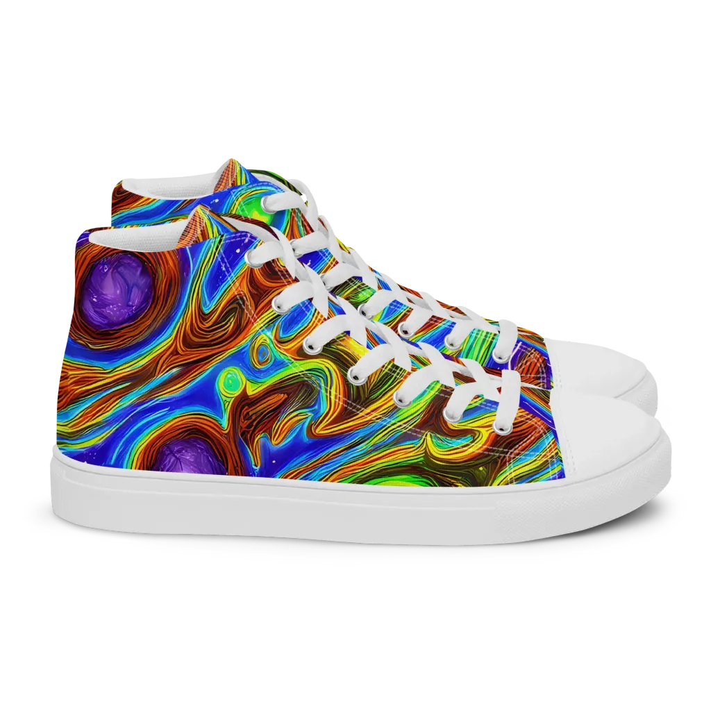 Saturated Orbit on Women's High Top Canvas Shoes — Right