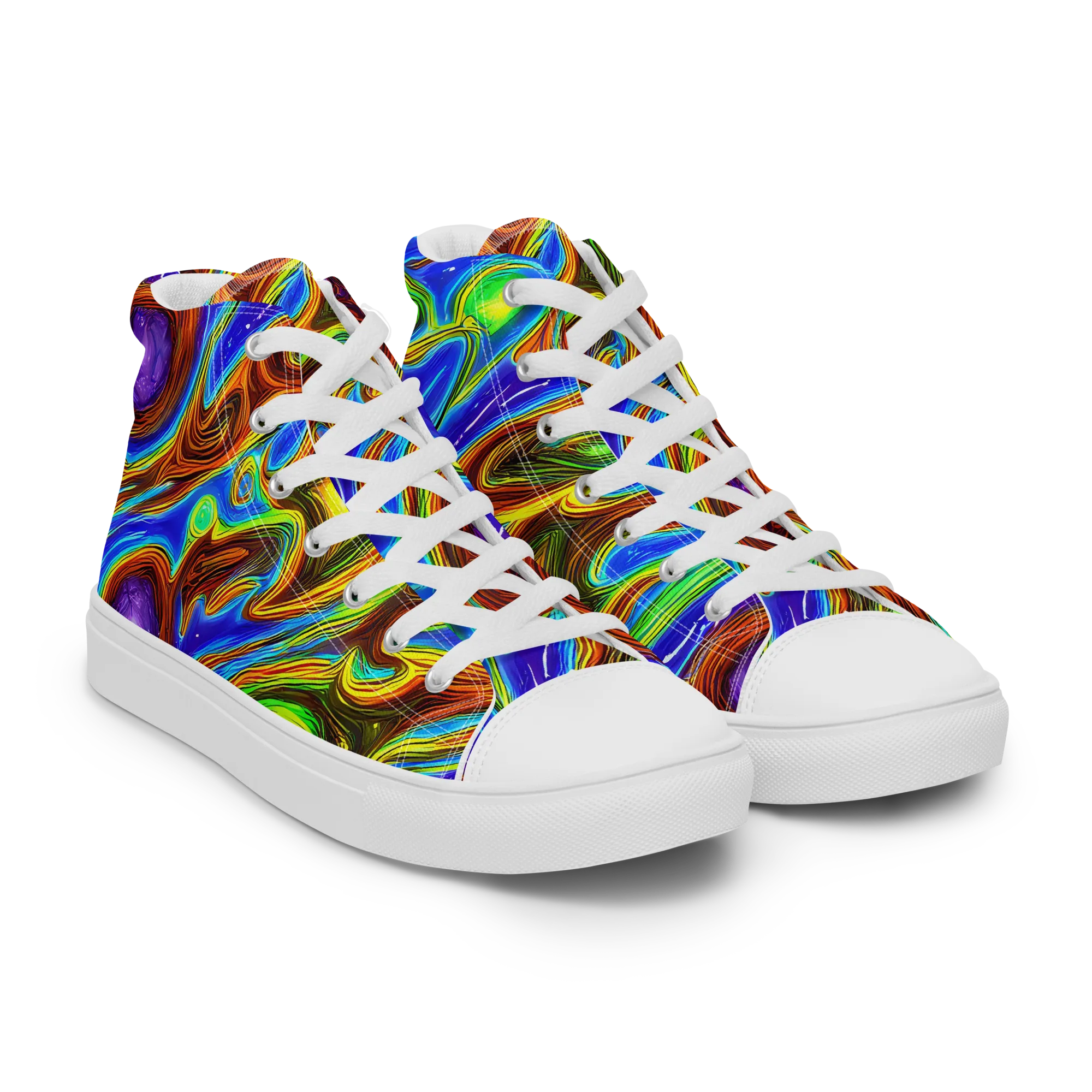 Saturated Orbit on Women's High Top Canvas Shoes — Right Front
