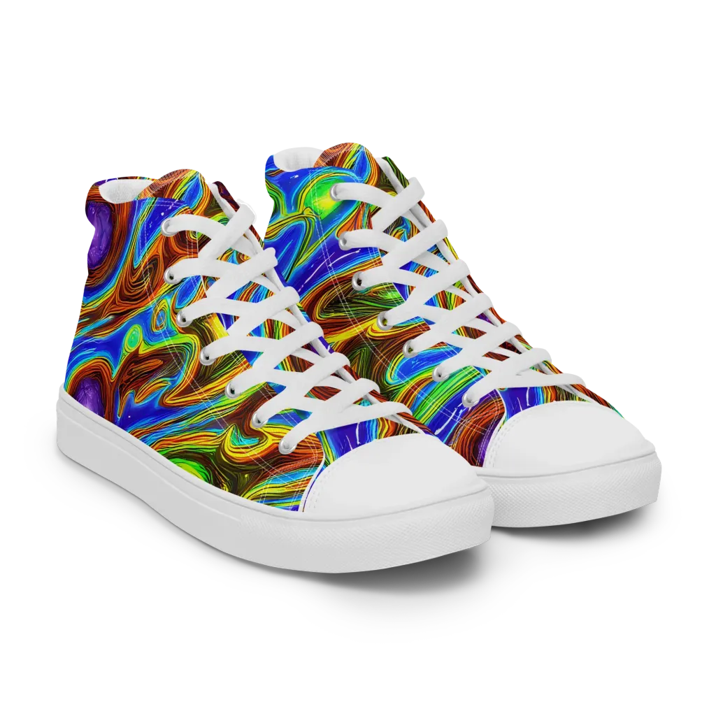 Saturated Orbit on Women's High Top Canvas Shoes — Right Front