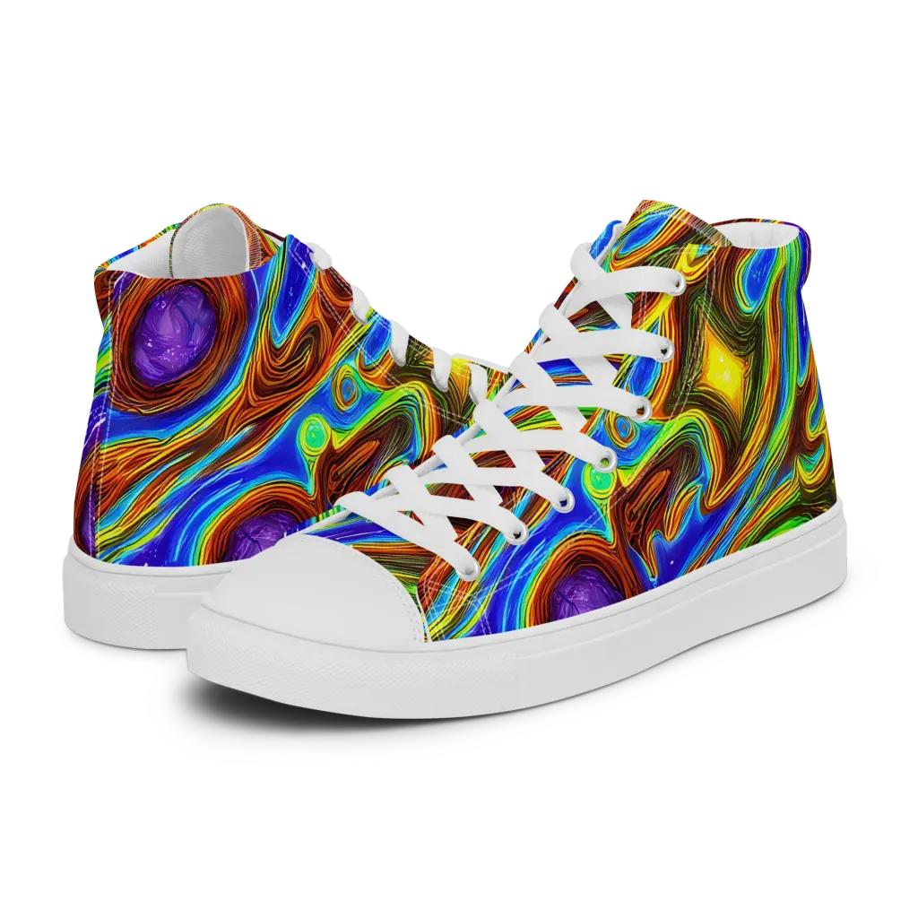 Saturated Orbit on Women's High Top Canvas Shoes — Left