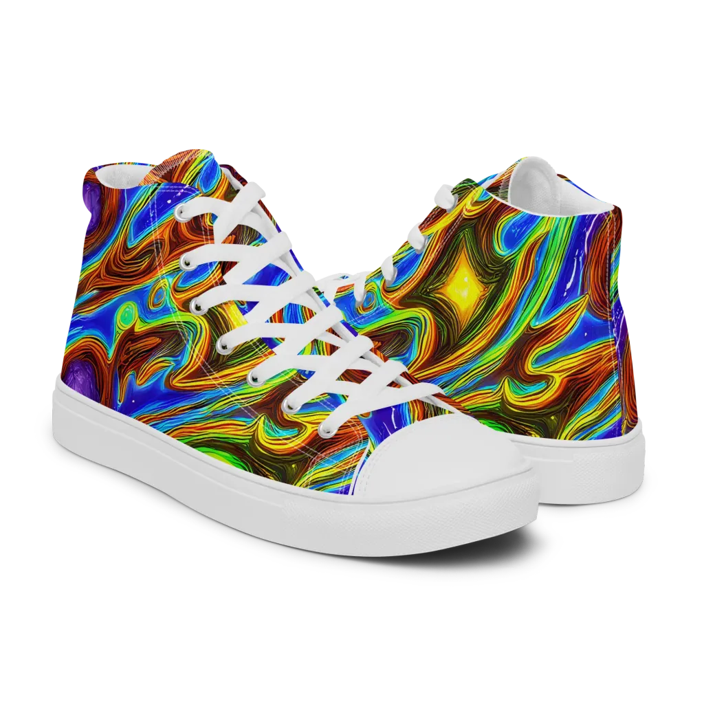 Saturated Orbit on Women's High Top Canvas Shoes — Right