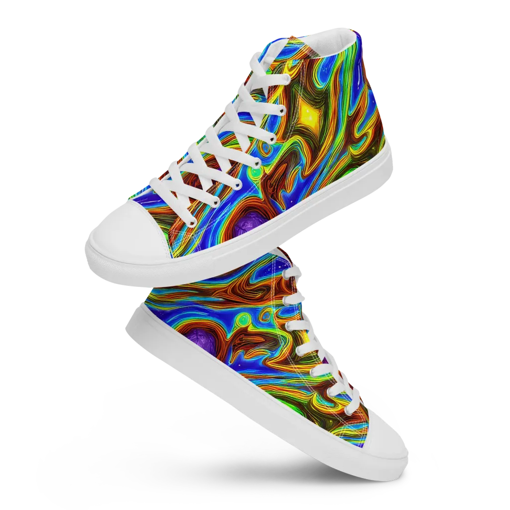 Saturated Orbit on Women's High Top Canvas Shoes — Front