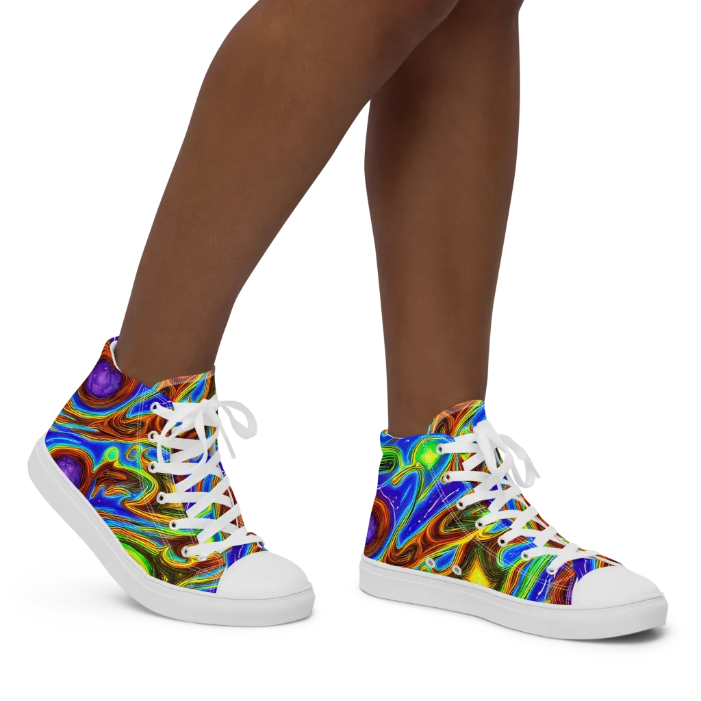 Saturated Orbit on Women's High Top Canvas Shoes — Right