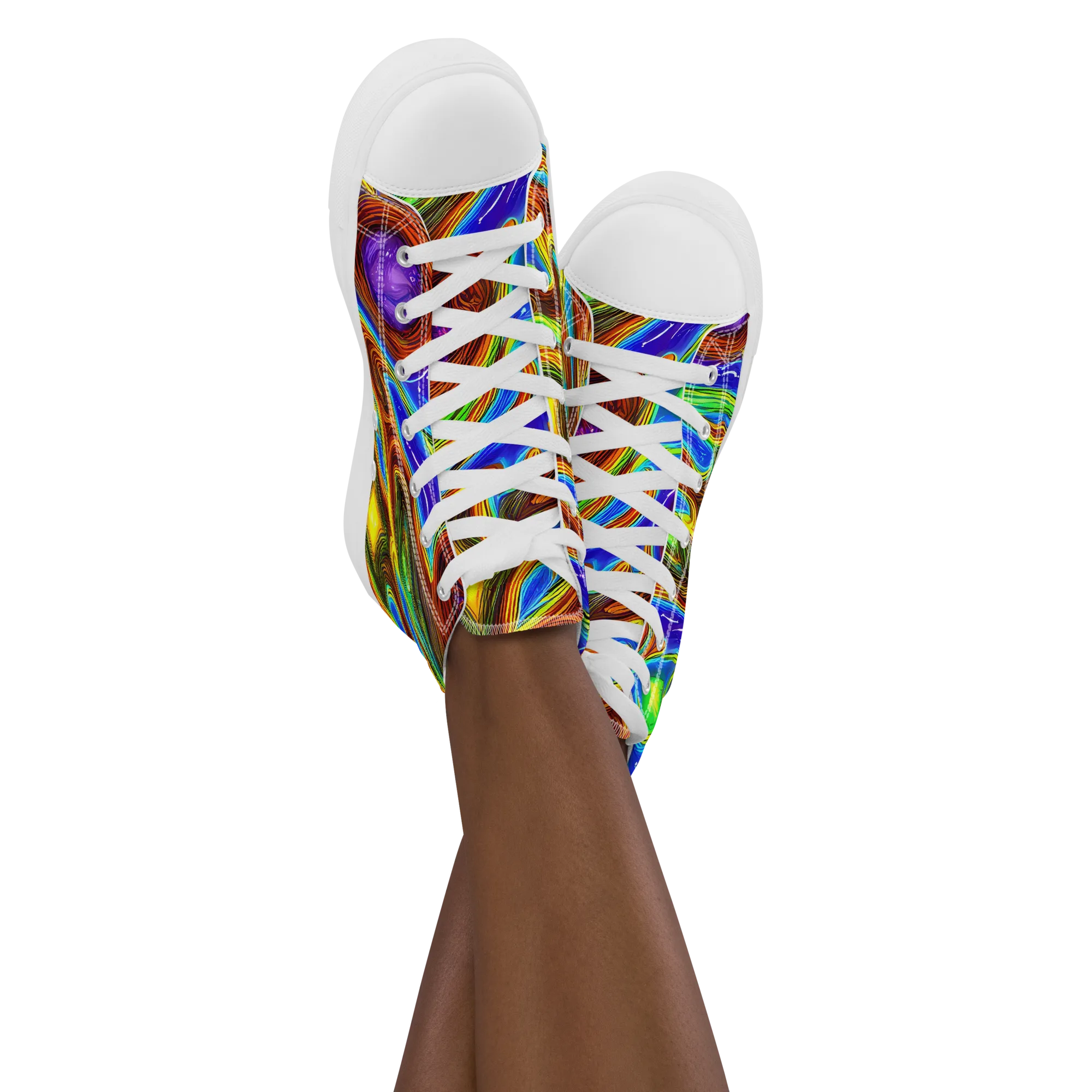 Saturated Orbit on Women's High Top Canvas Shoes — Front