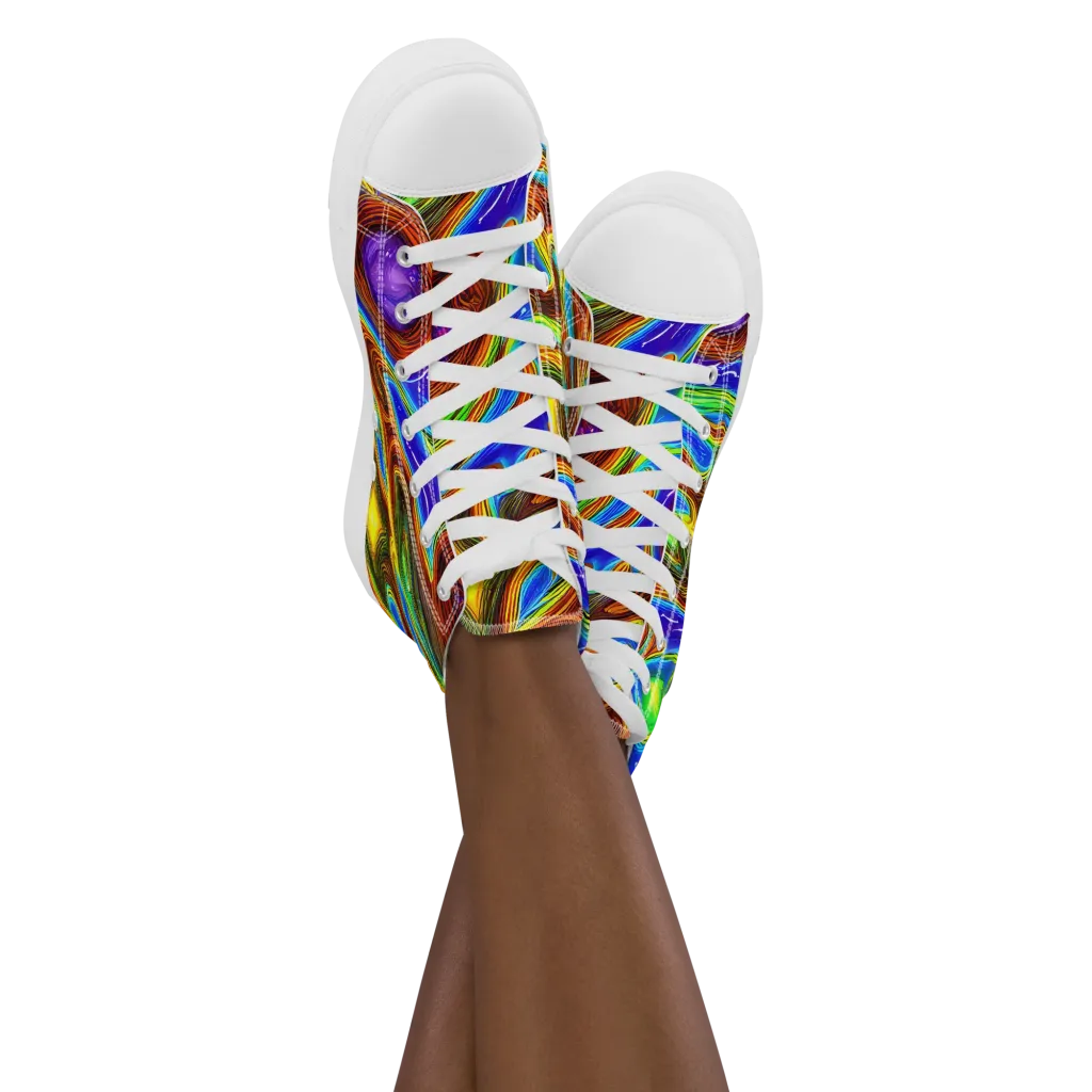 Saturated Orbit on Women's High Top Canvas Shoes — Front