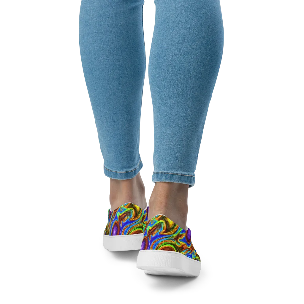 Saturated Orbit on Women's Slip-On Canvas Shoes — Back