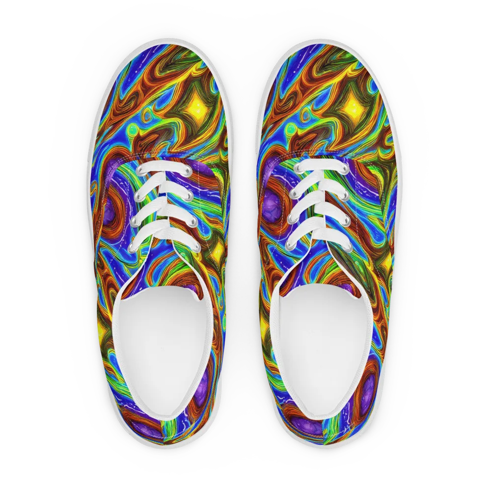 Saturated Orbit on Men's Lace-Up Canvas Shoes — Front