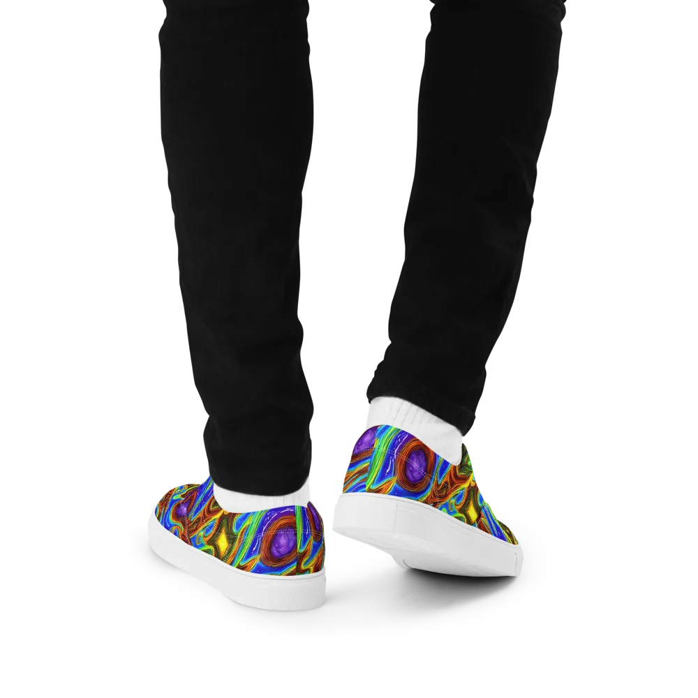 Saturated Orbit on Men's Lace-Up Canvas Shoes — Back