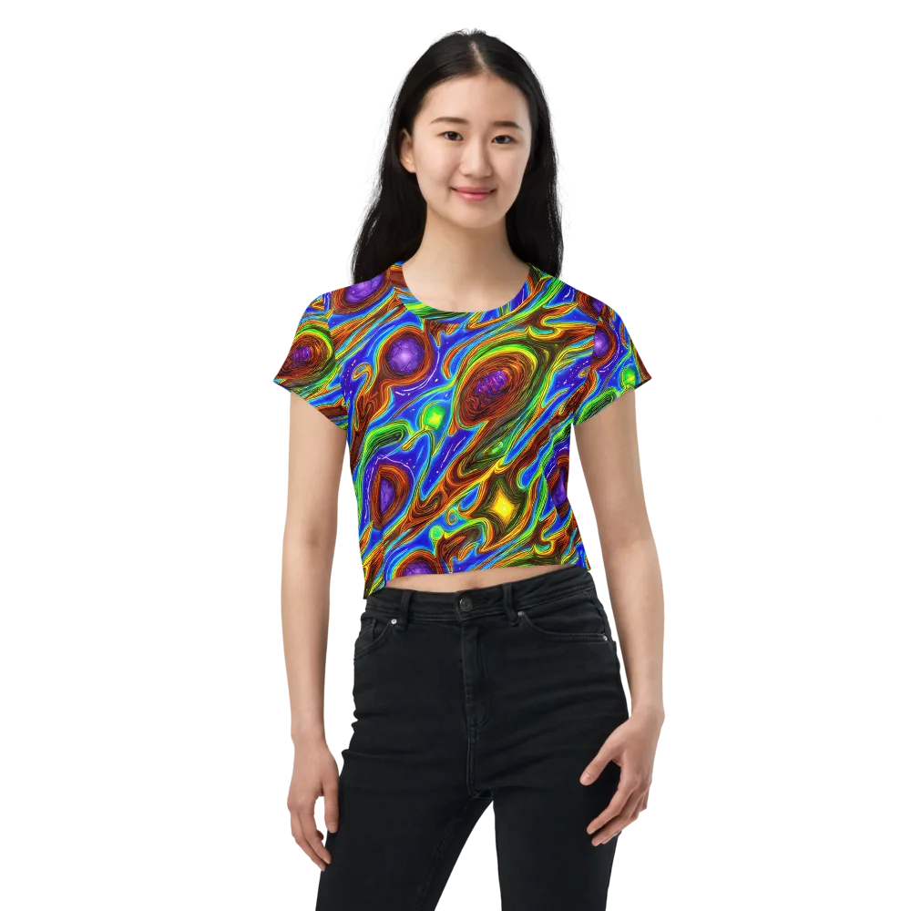 Saturated Orbit on Crop Tee — Front