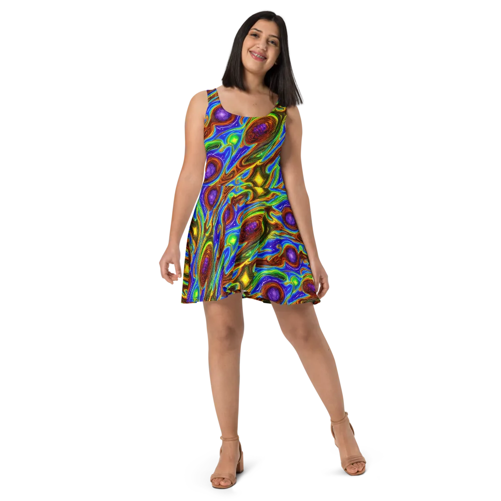Saturated Orbit on Skater Dress — Front