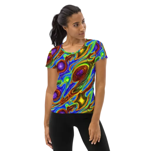 Saturated Orbit on a Women's Athletic T-Shirt