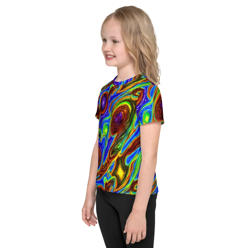 Saturated Orbit on Kids Crew Neck T-Shirt — Left