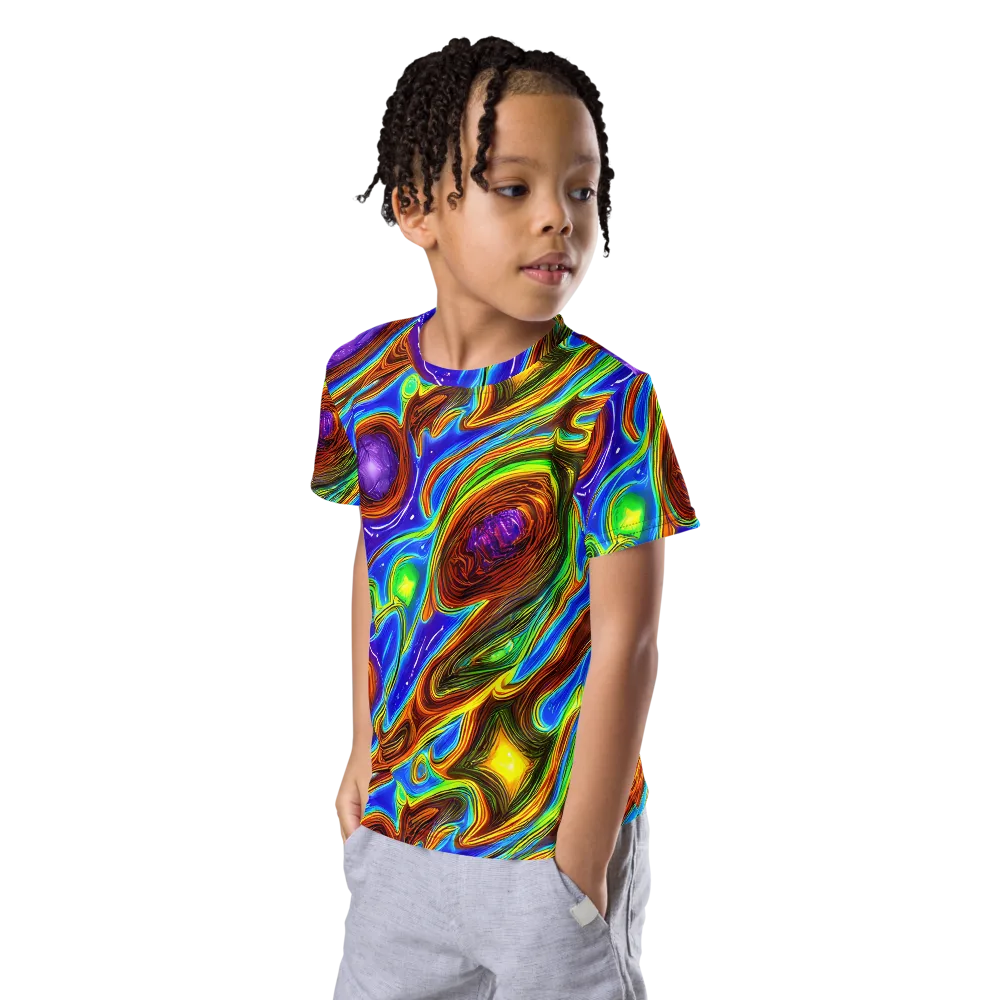 Saturated Orbit on Kids Crew Neck T-Shirt — Left Front