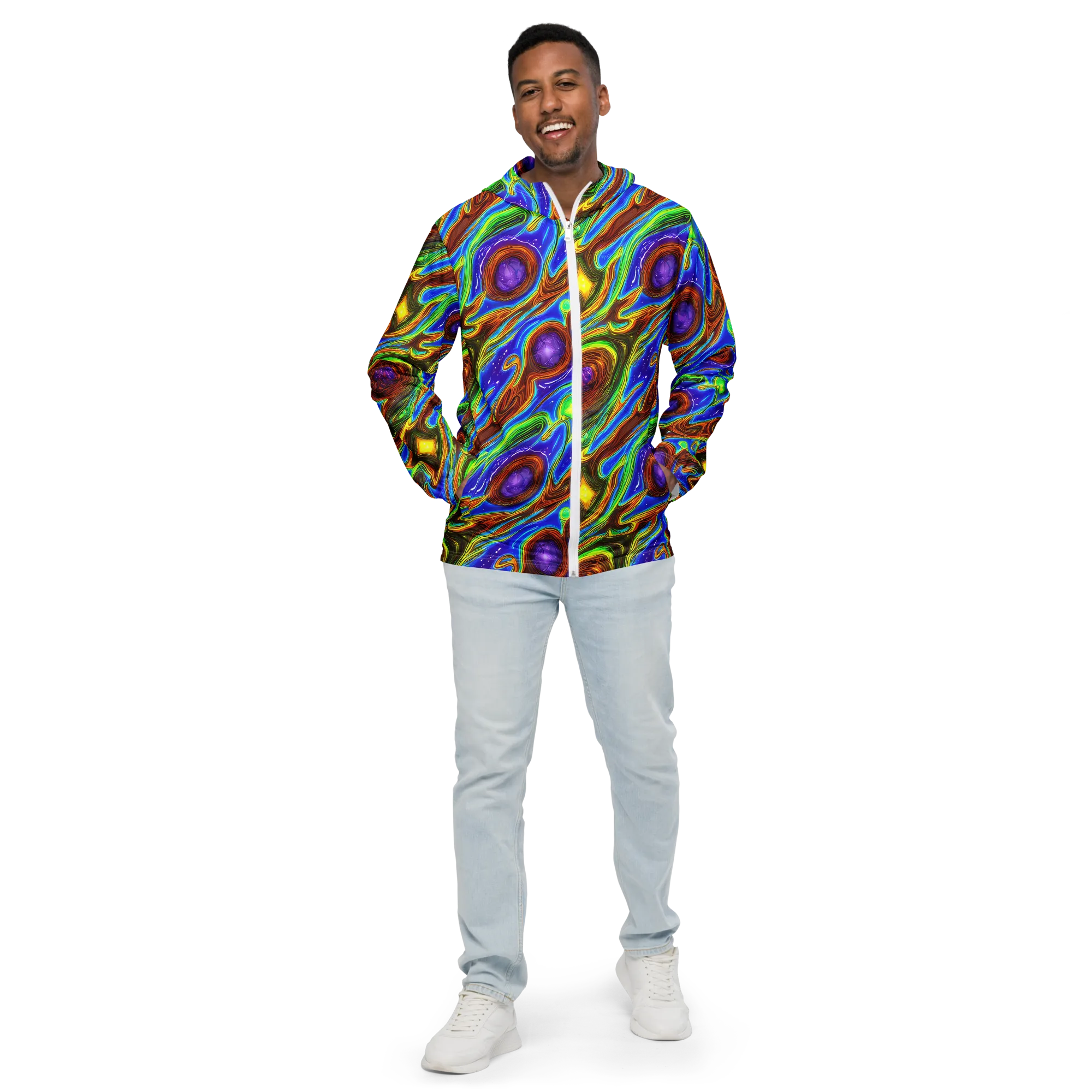 Saturated Orbit on Men's Windbreaker — Front
