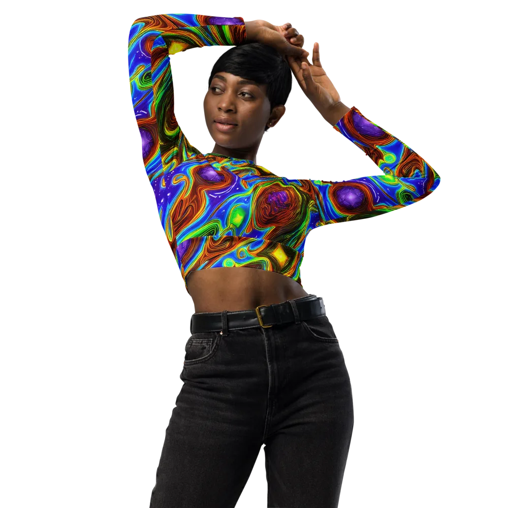 Saturated Orbit on Long Sleeve Crop Top — Front