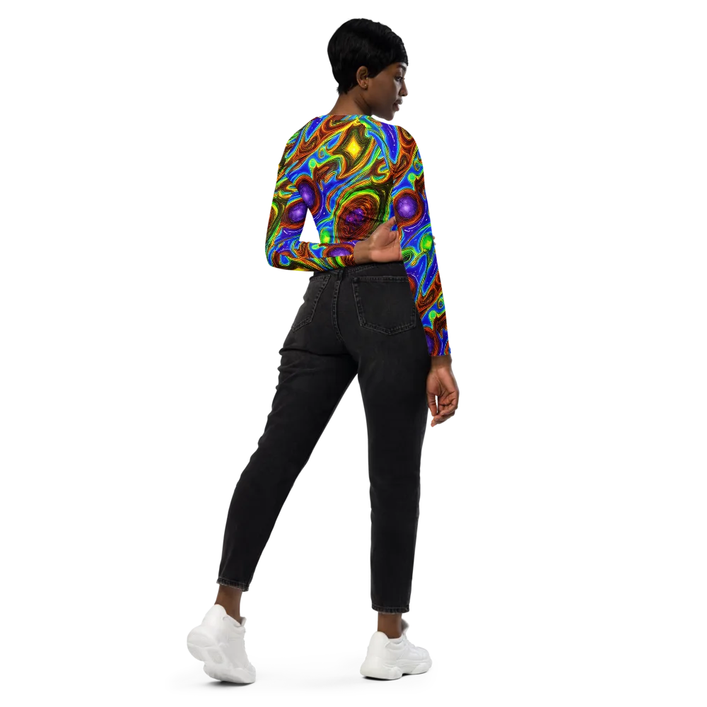 Saturated Orbit on Long Sleeve Crop Top — Right Back