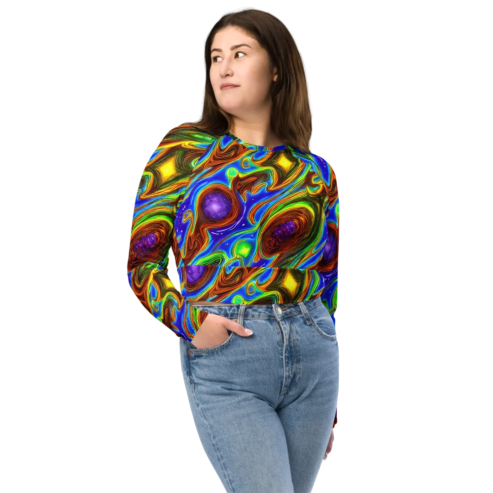 Saturated Orbit on Long Sleeve Crop Top — Front