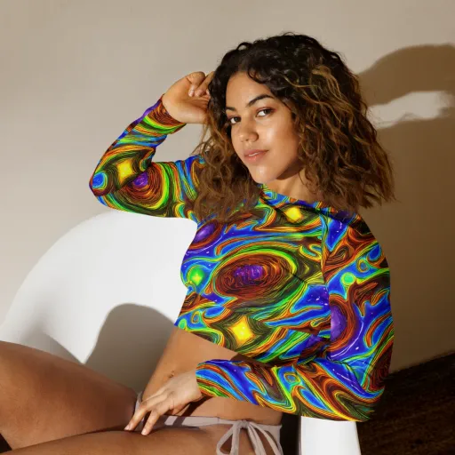 Saturated Orbit on a Long Sleeve Crop Top