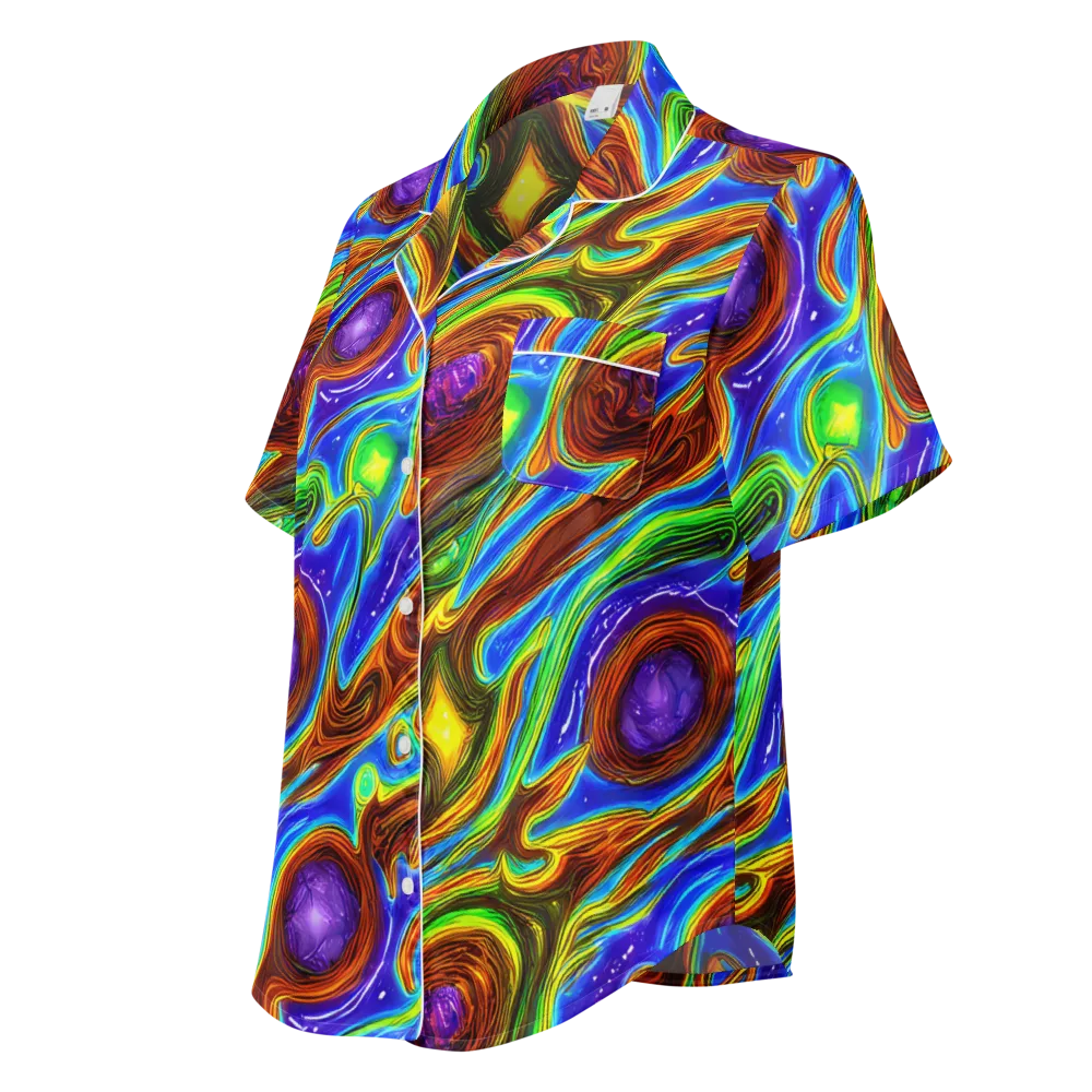 Saturated Orbit on Women's Short Sleeve Pajama Top — Left Front