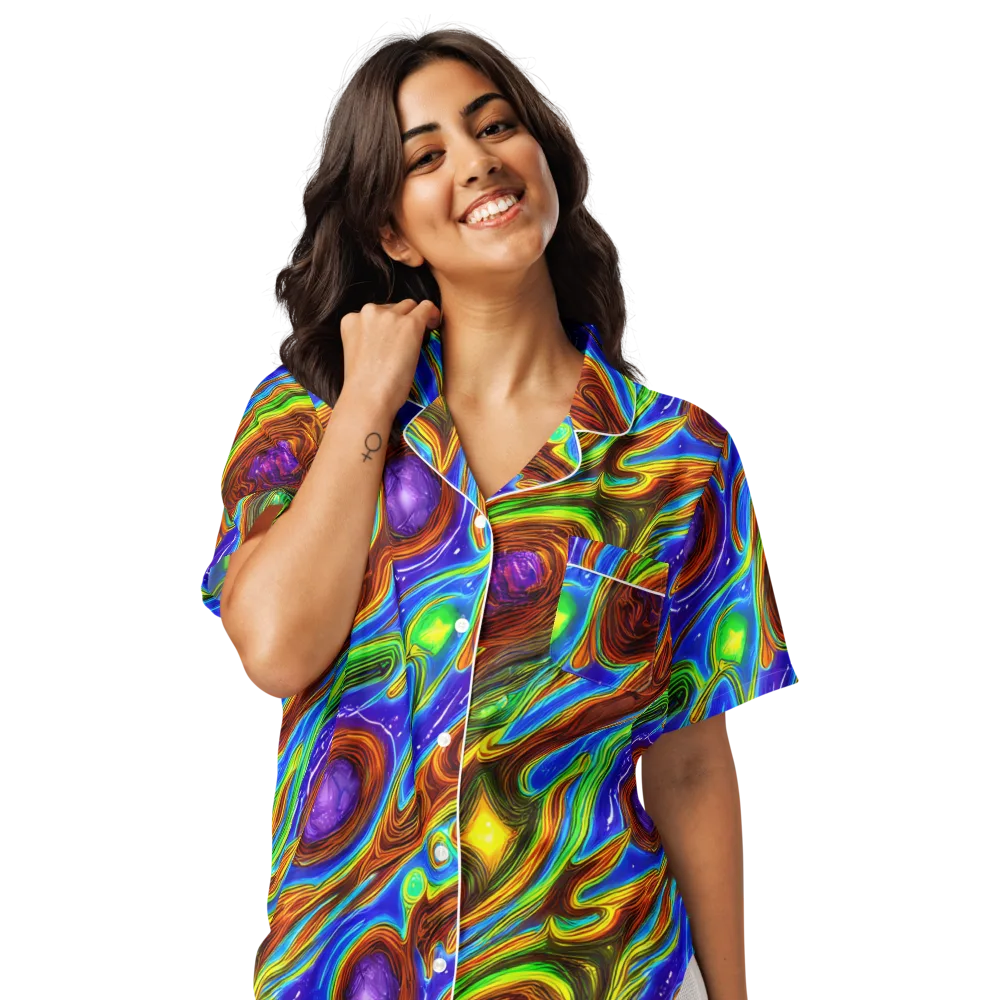 Saturated Orbit on Women's Short Sleeve Pajama Top — Front