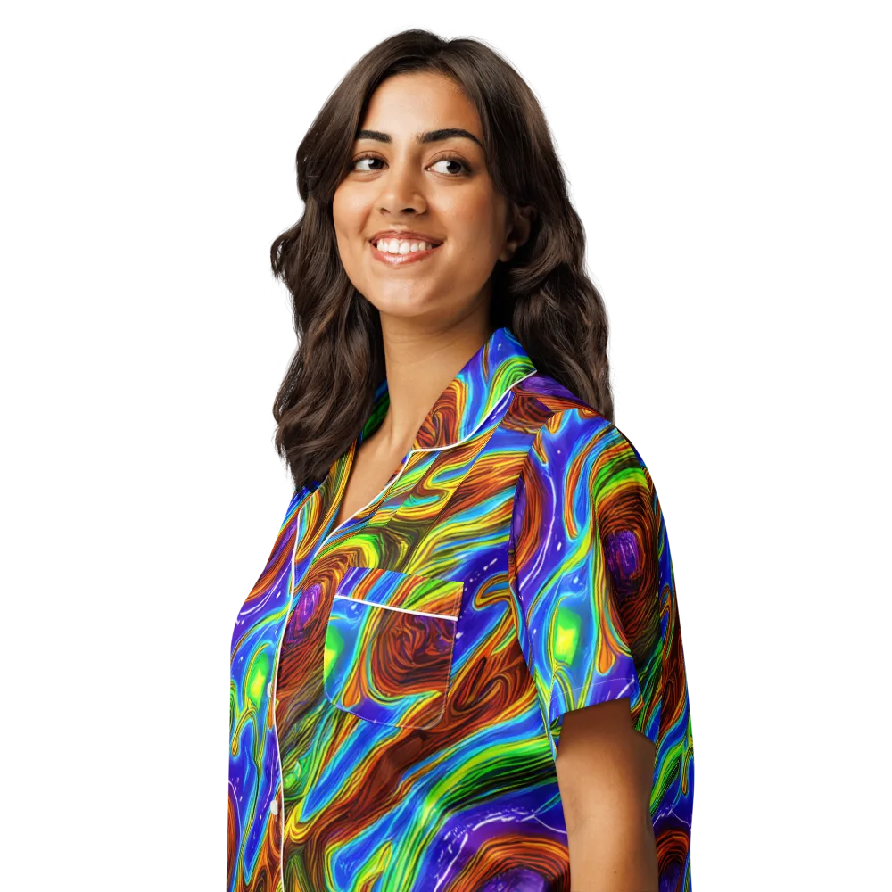 Saturated Orbit on Women's Short Sleeve Pajama Top — Left Front