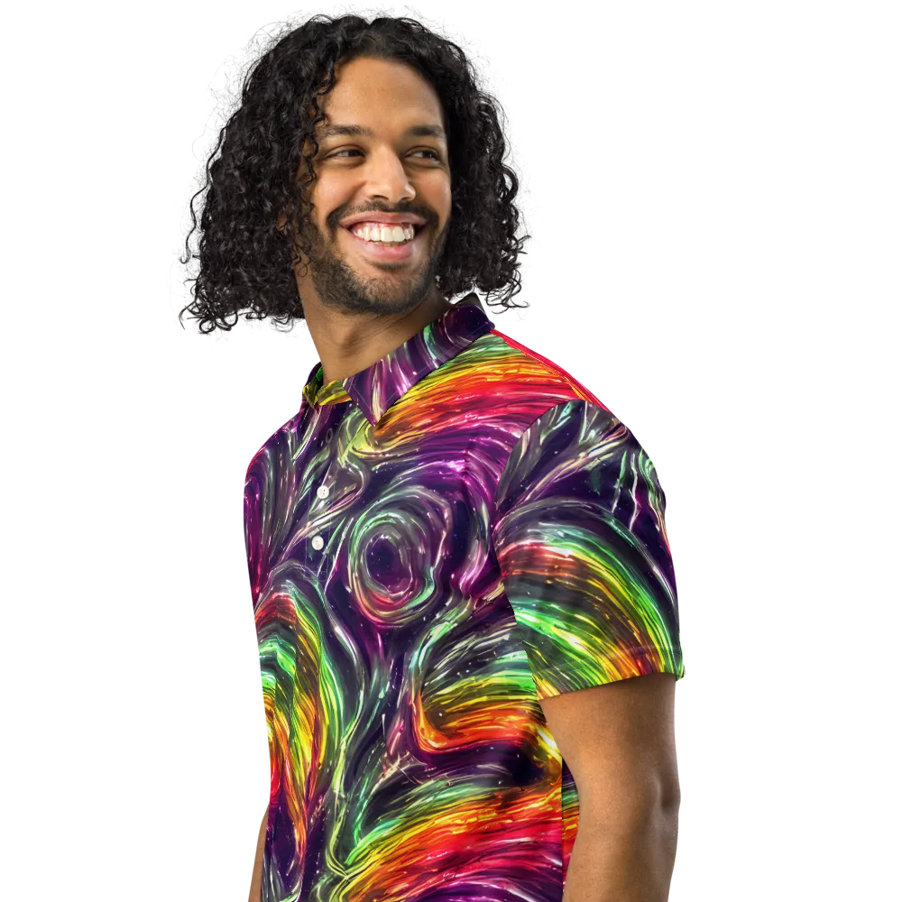 Aurora Cyclone on Men's Slim Fit Polo Shirt — Left Front