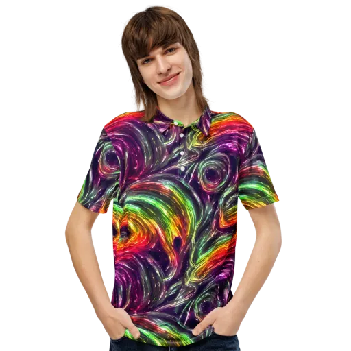 Aurora Cyclone on a Men's Slim Fit Polo Shirt