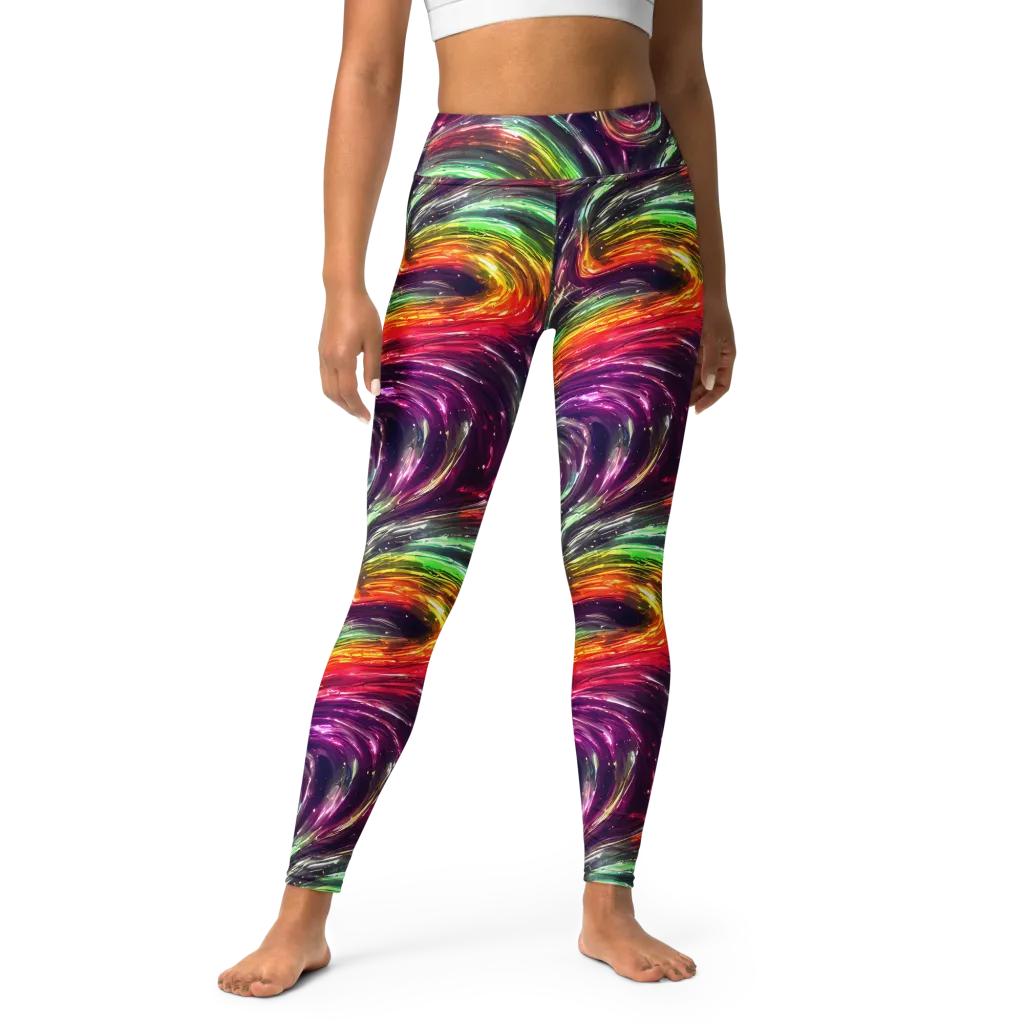 Aurora Cyclone on Yoga Leggings — Front