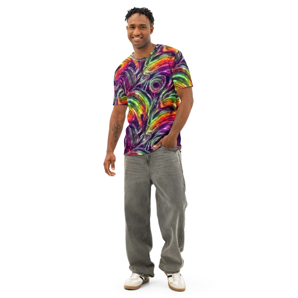 Aurora Cyclone on Men's Cotton Crew Neck T-Shirt — Front