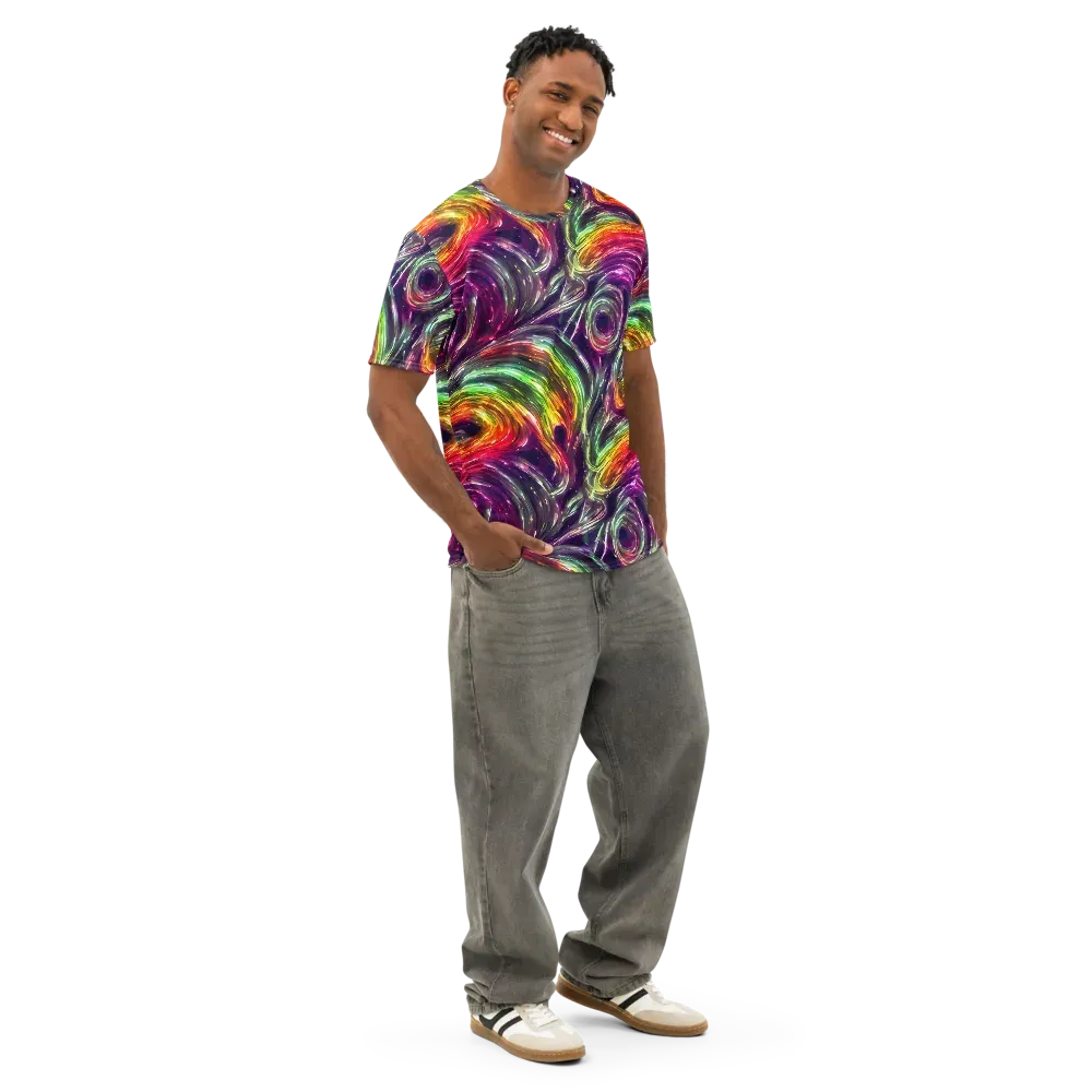 Aurora Cyclone on Men's Cotton Crew Neck T-Shirt — Right Front