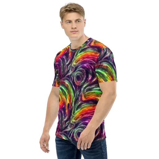 Aurora Cyclone on a Men's Crew Neck T-Shirt