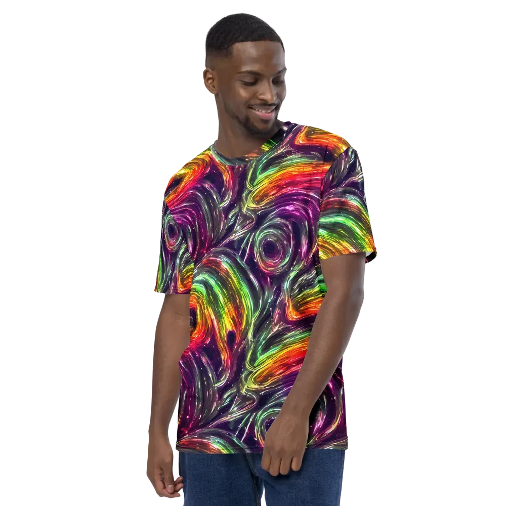 Aurora Cyclone on Men's Crew Neck T-Shirt — Left