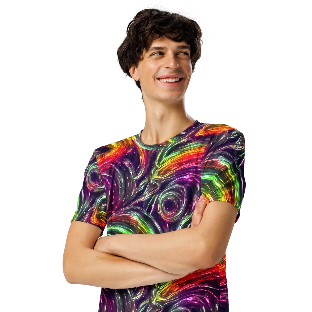 Aurora Cyclone on Men's Crew Neck T-Shirt — Left Front