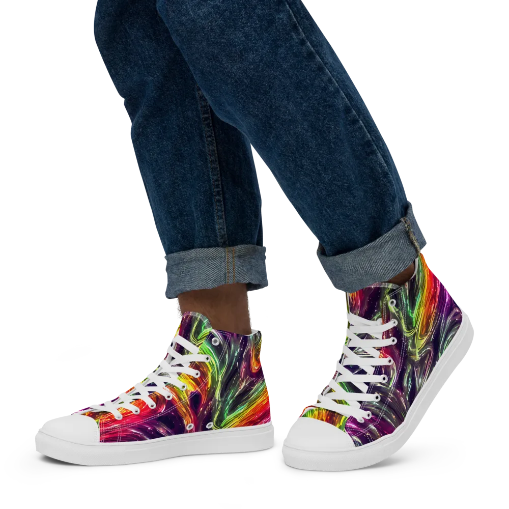 Aurora Cyclone on Men's High Top Canvas Shoes — Left