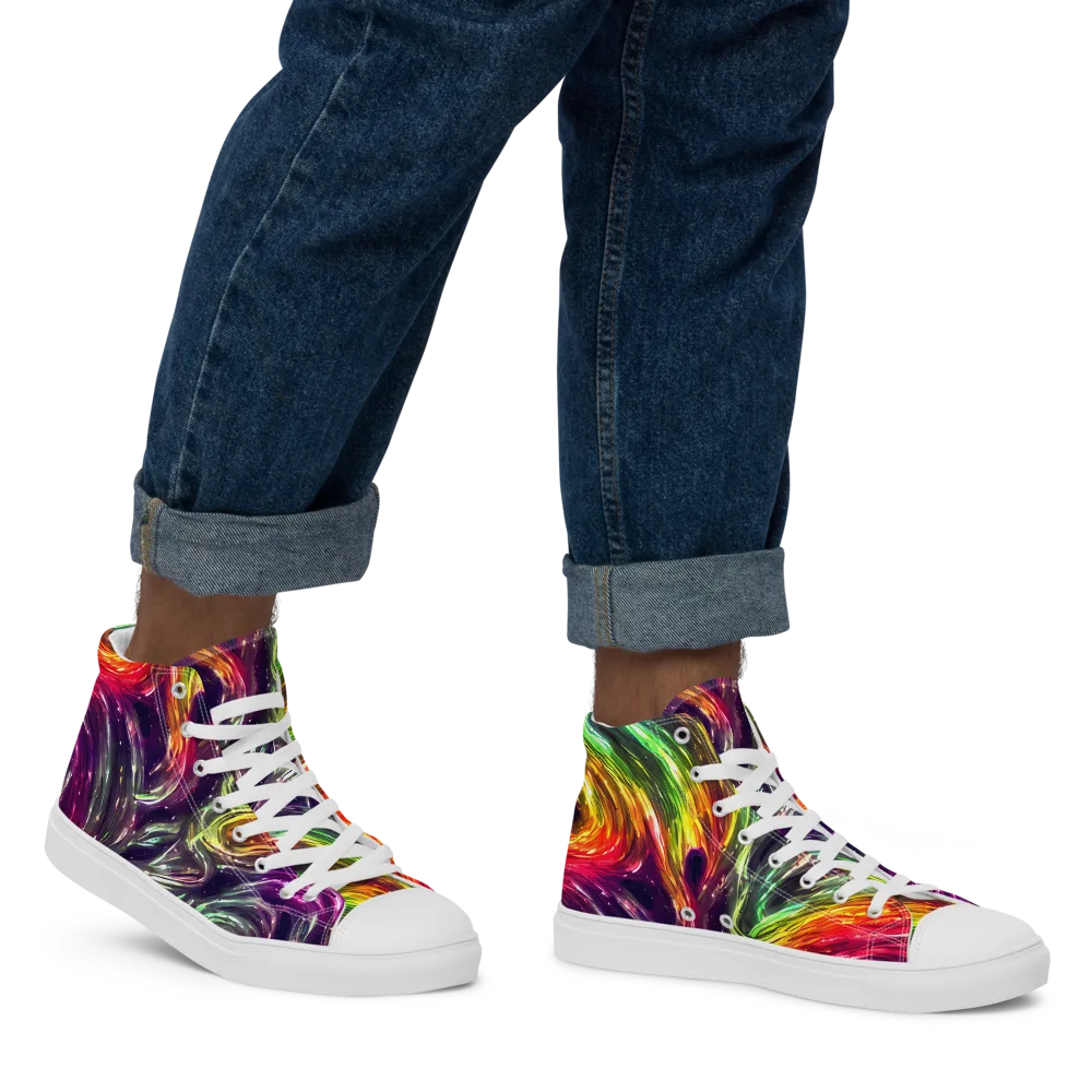 Aurora Cyclone on Men's High Top Canvas Shoes — Right