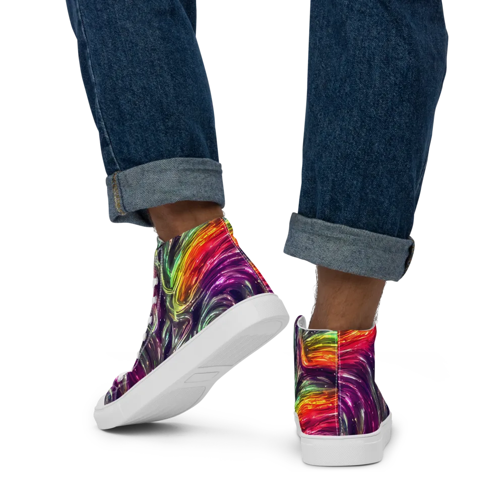 Aurora Cyclone on Men's High Top Canvas Shoes — Back