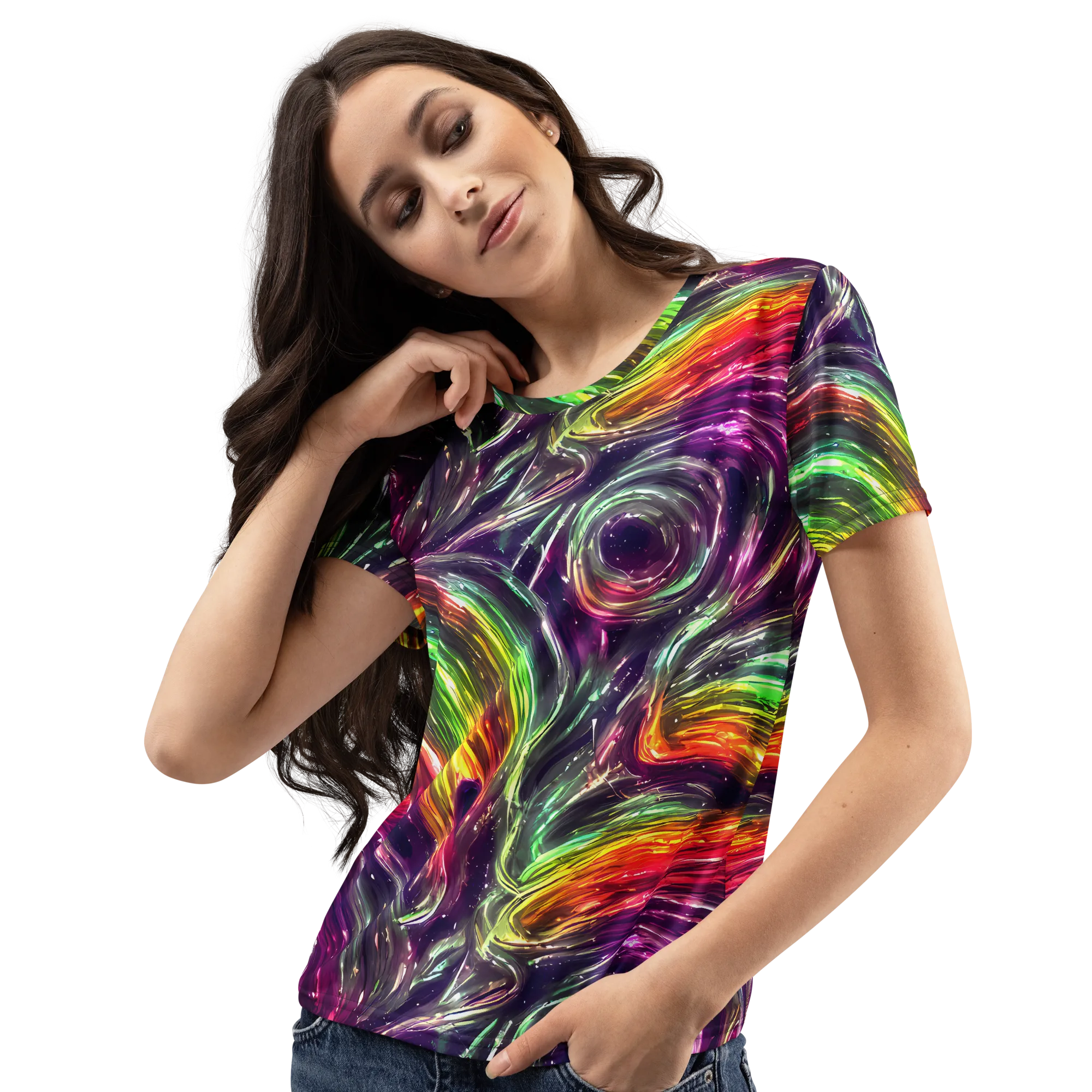 Aurora Cyclone on Women's Crew Neck T-Shirt — Left Front