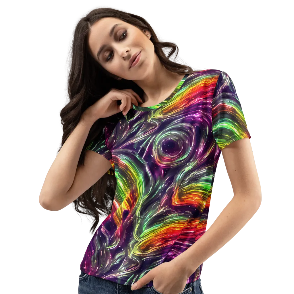 Aurora Cyclone on Women's Crew Neck T-Shirt — Left Front