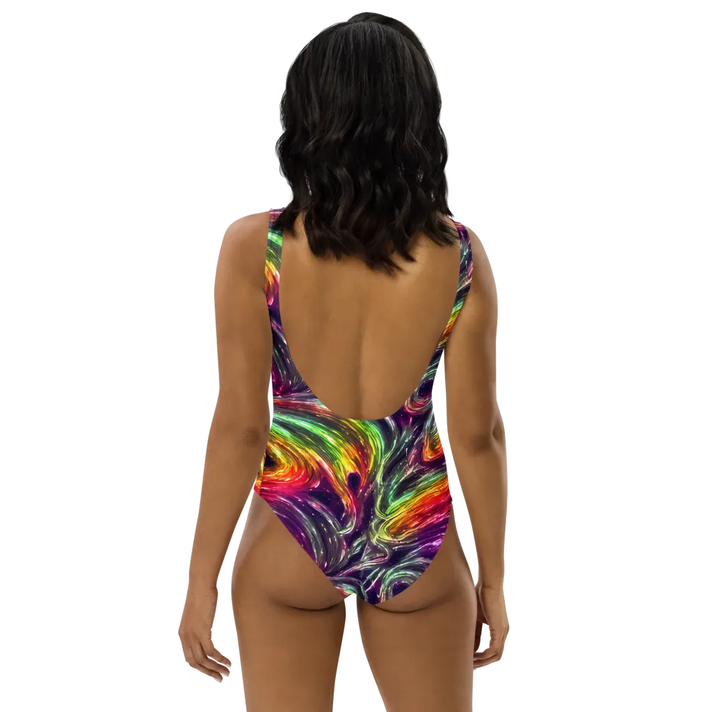 Aurora Cyclone on One-Piece Swimsuit — Back