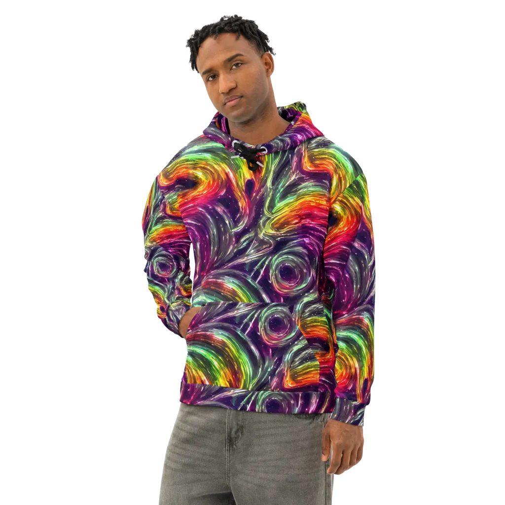 Aurora Cyclone on Cotton Hoodie — Left Front