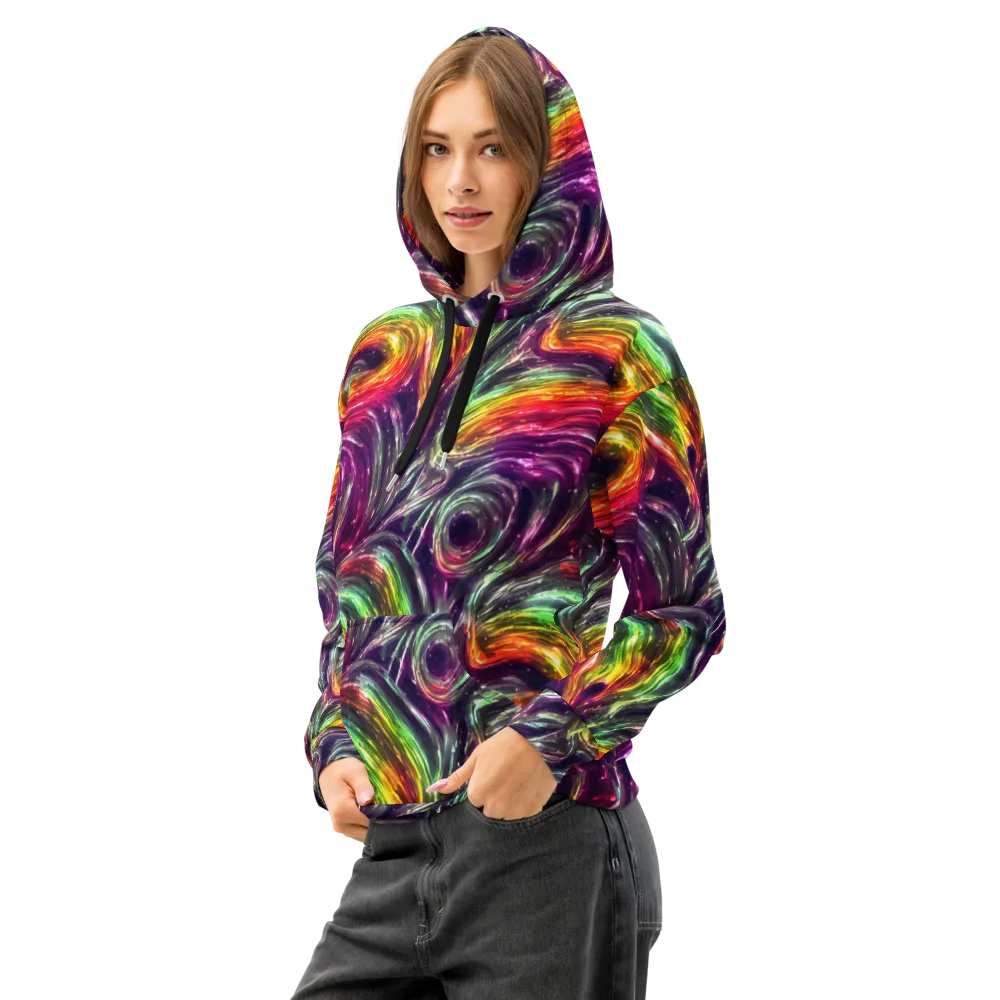 Aurora Cyclone on Cotton Hoodie — Left Front