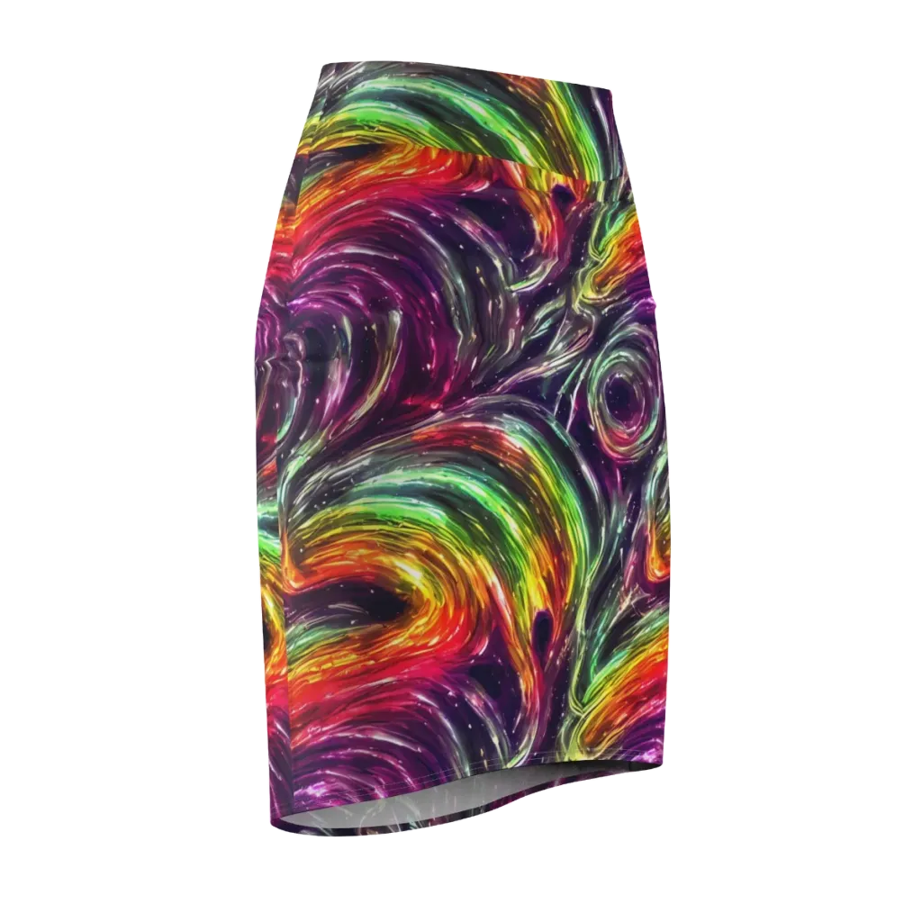 Aurora Cyclone on Pencil Skirt — Front Side