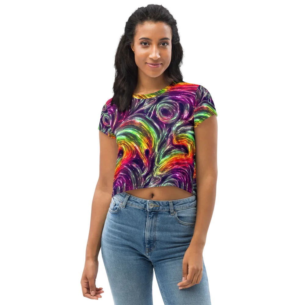 Aurora Cyclone on Crop Tee — Front