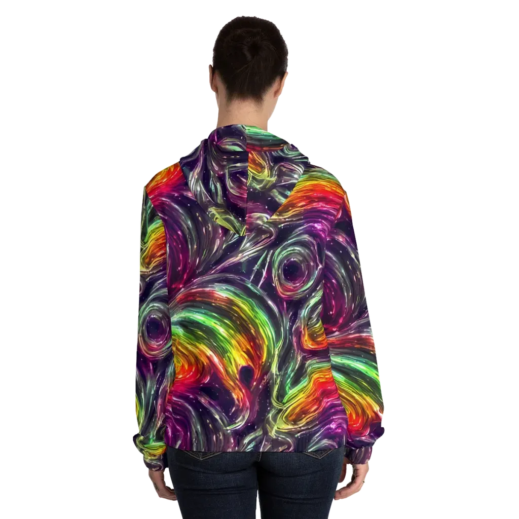 Aurora Cyclone on Women's Full-Zip Hoodie — Back On Person