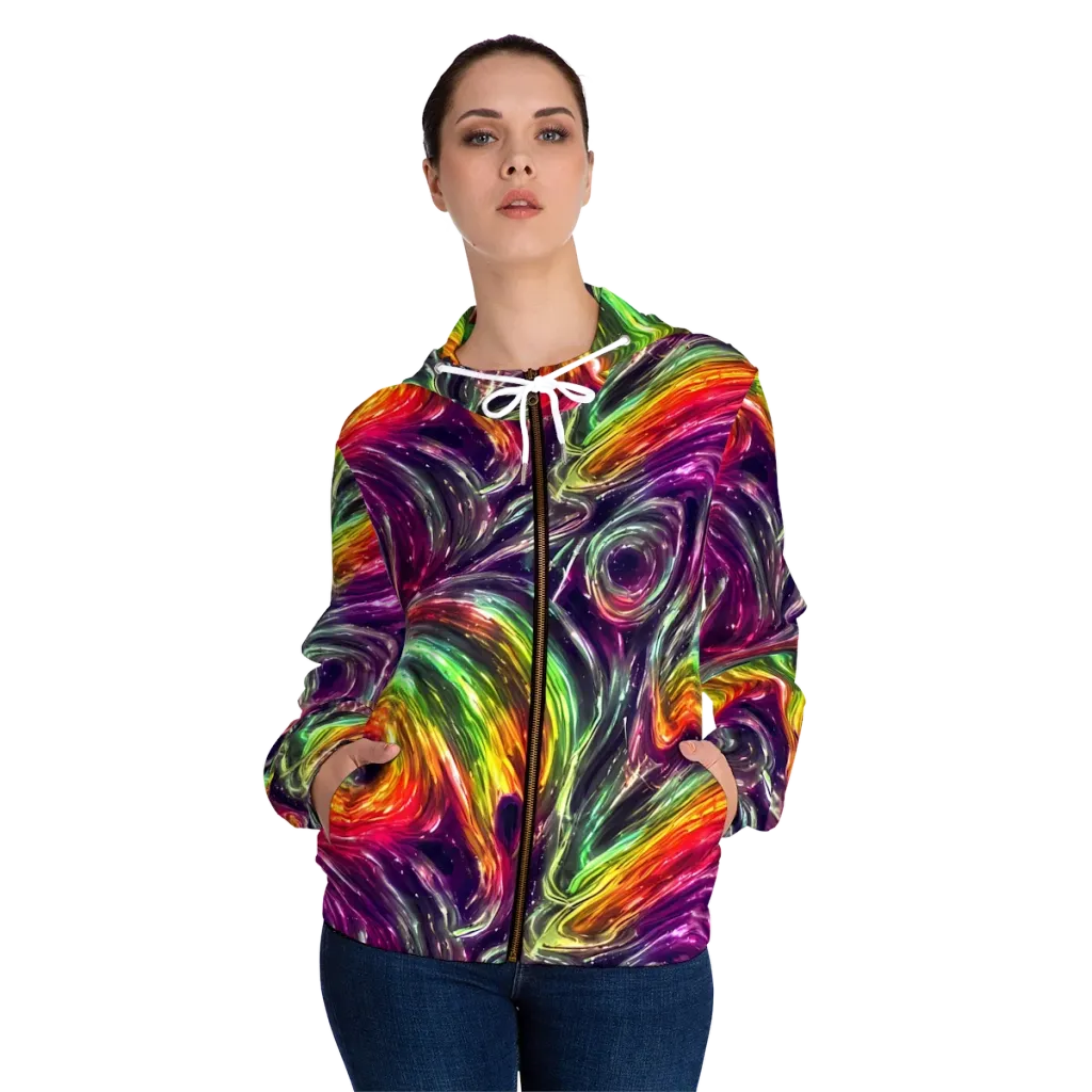 Aurora Cyclone on Women's Full-Zip Hoodie — Front On Person