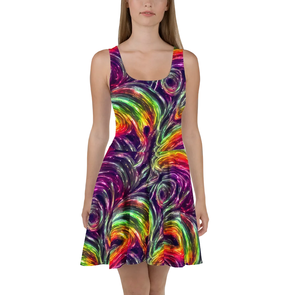 Aurora Cyclone on Skater Dress — Front