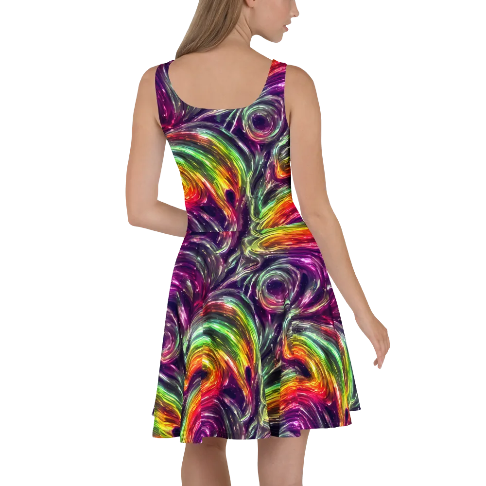 Aurora Cyclone on Skater Dress — Back